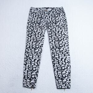 H&M Pants Womens 6 - 28x25 Pedal Pusher Ankle Zip Black White All Over Print